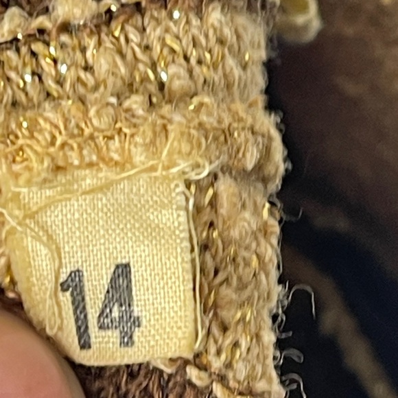 Cabot Vintage 50s 60s 100% Fine Wool Sleeveless Striped  Brown Shimmer Top - Picture 4 of 5